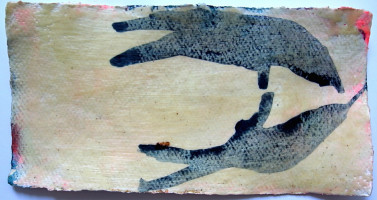 Ohne Titel, Mischtechnik auf Bütten, ca. 15x30cm, 2021