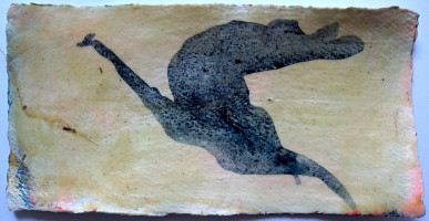 Ohne Titel, Mischtechnik auf Bütten, ca. 15x30cm, 2021