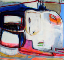 T2-2, Mischtechnik auf Leinwand, 140x150x6cm, 2022